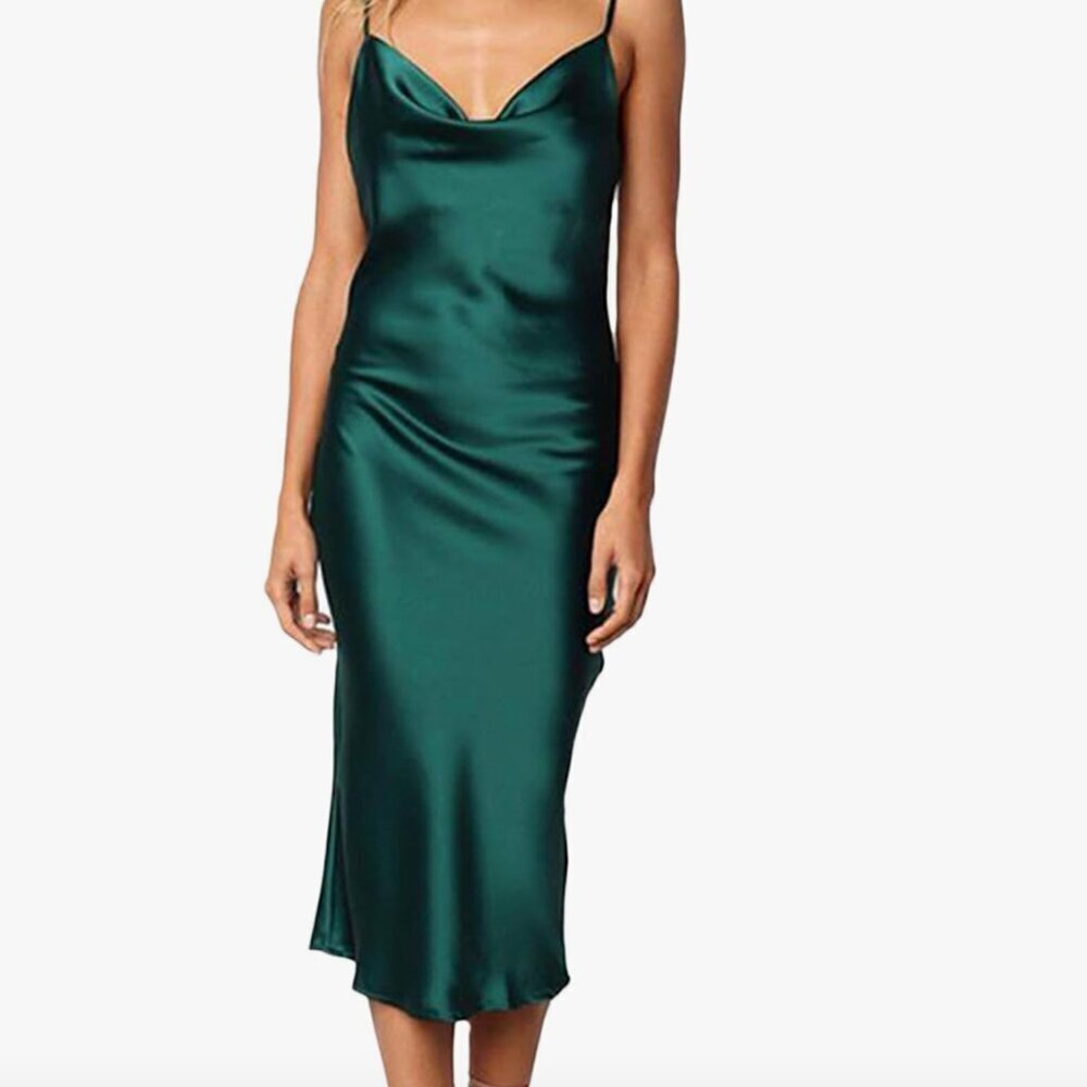 NWT Dark Teal Satin Cocktail Dress | Satin Dress | Cocktail Dress | Prom | Midi